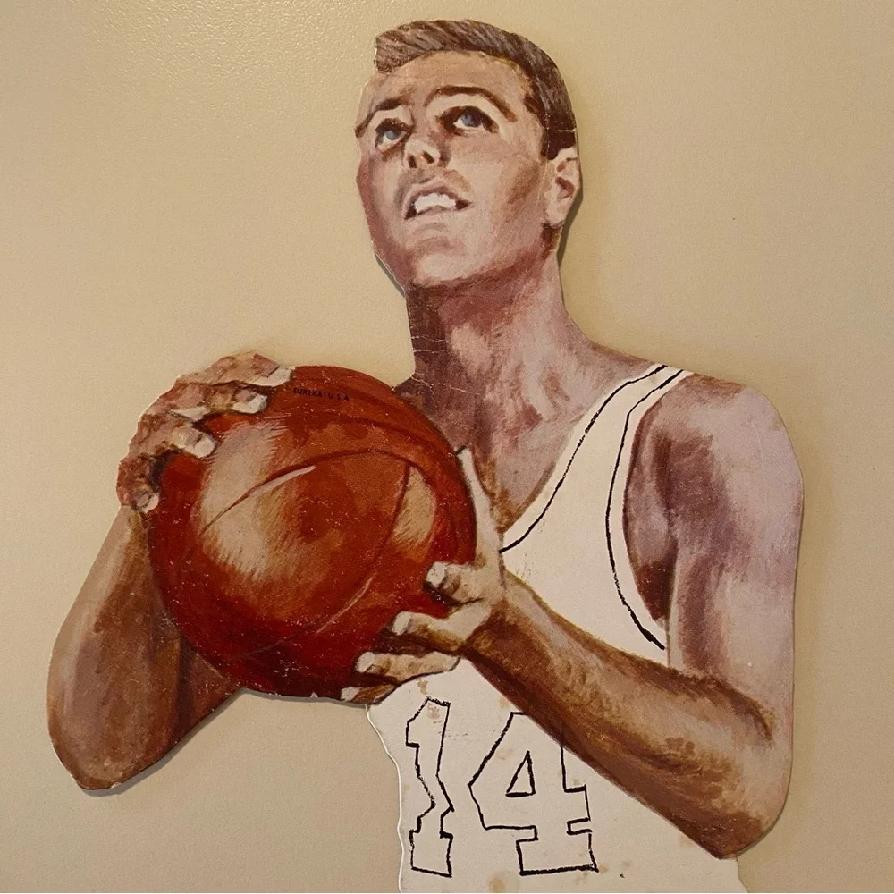 Vintage Set Of 2 Eureka Basketball Player Cutouts Wall Decorations 16” Ephemera